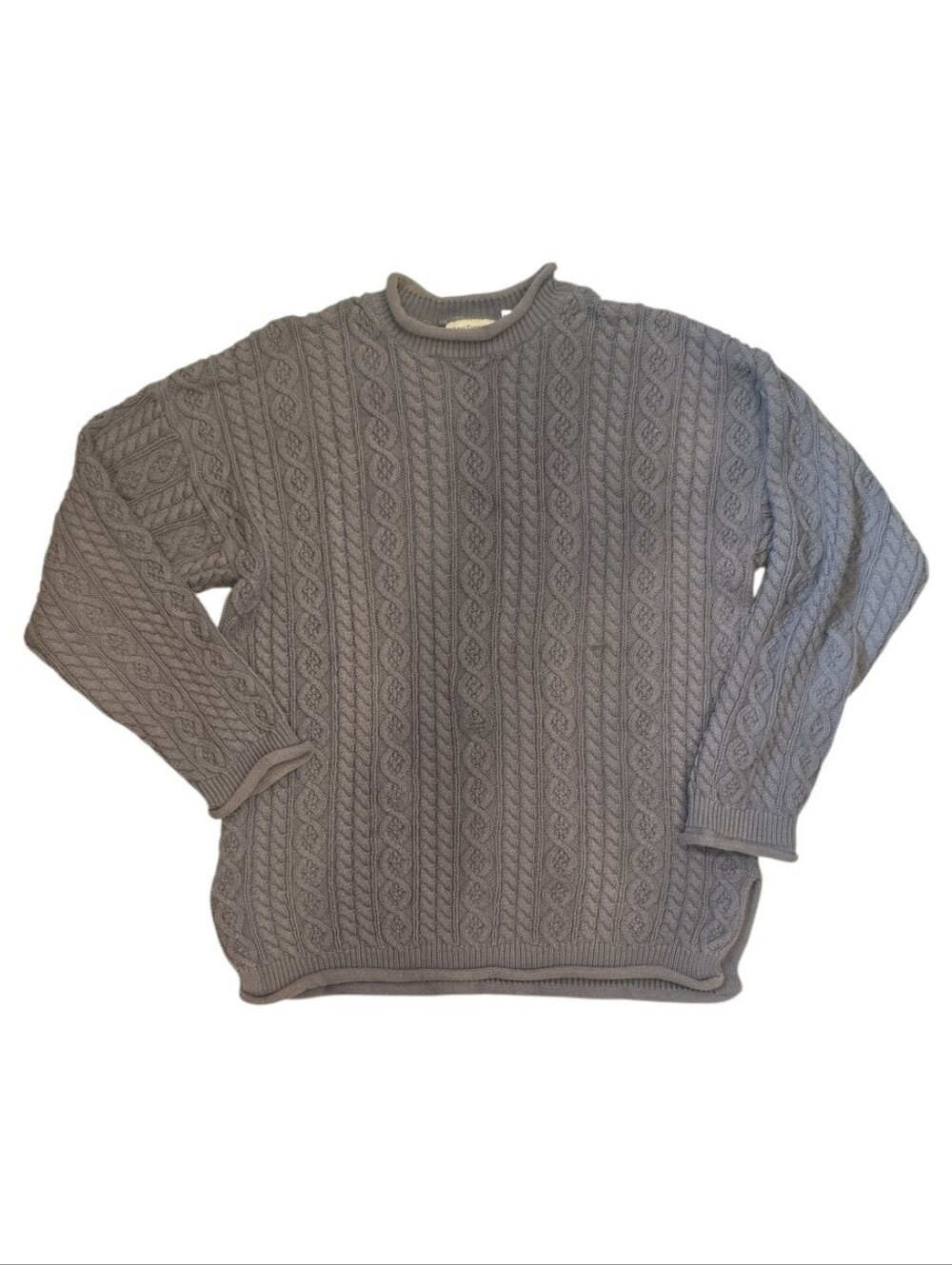 Vtg Ann Taylor Roll Neck/Cuff Sweater 100% Cotton Made In Hong Kong Sz Med Gray